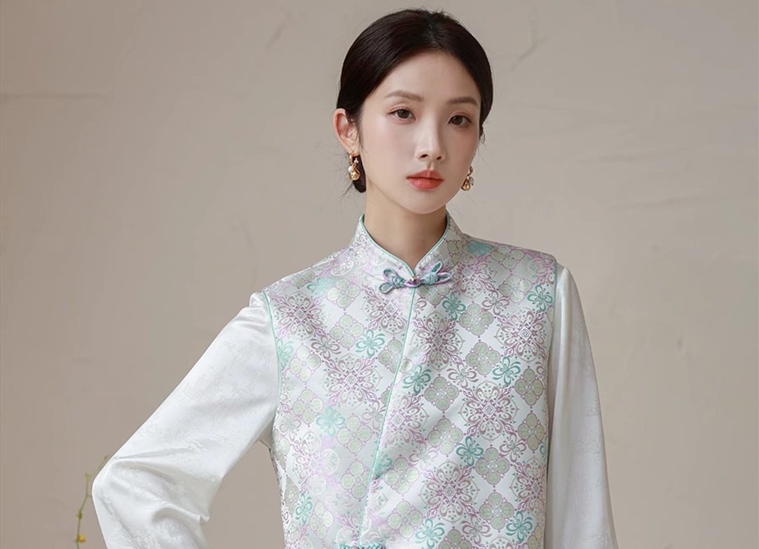 望阑珊 新中式中国风 清雅气质斜襟盘扣背心 - 女装背心 - 其他材质 蓝色