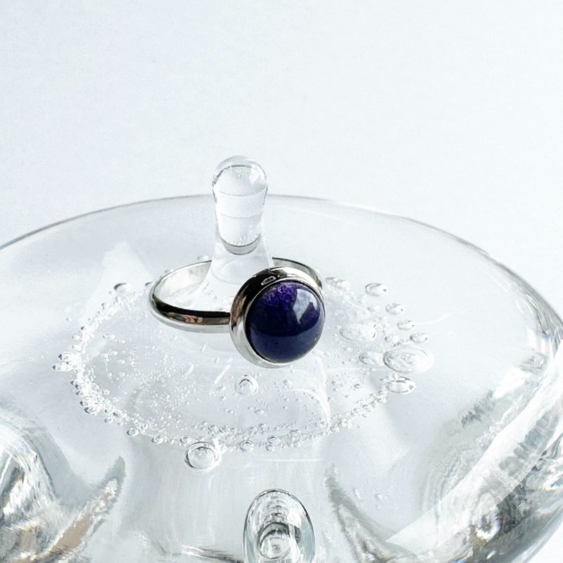 Small sepia [Amethyst] cloisonne ring, ring, sterling silver cloisonne - 戒指 - 其他材质 紫色