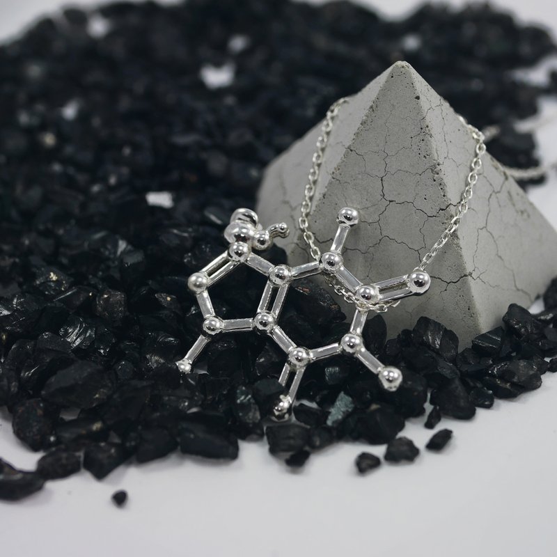 【化学之美】咖啡因与蜜蜂项链 - 项链 - 纯银 银色