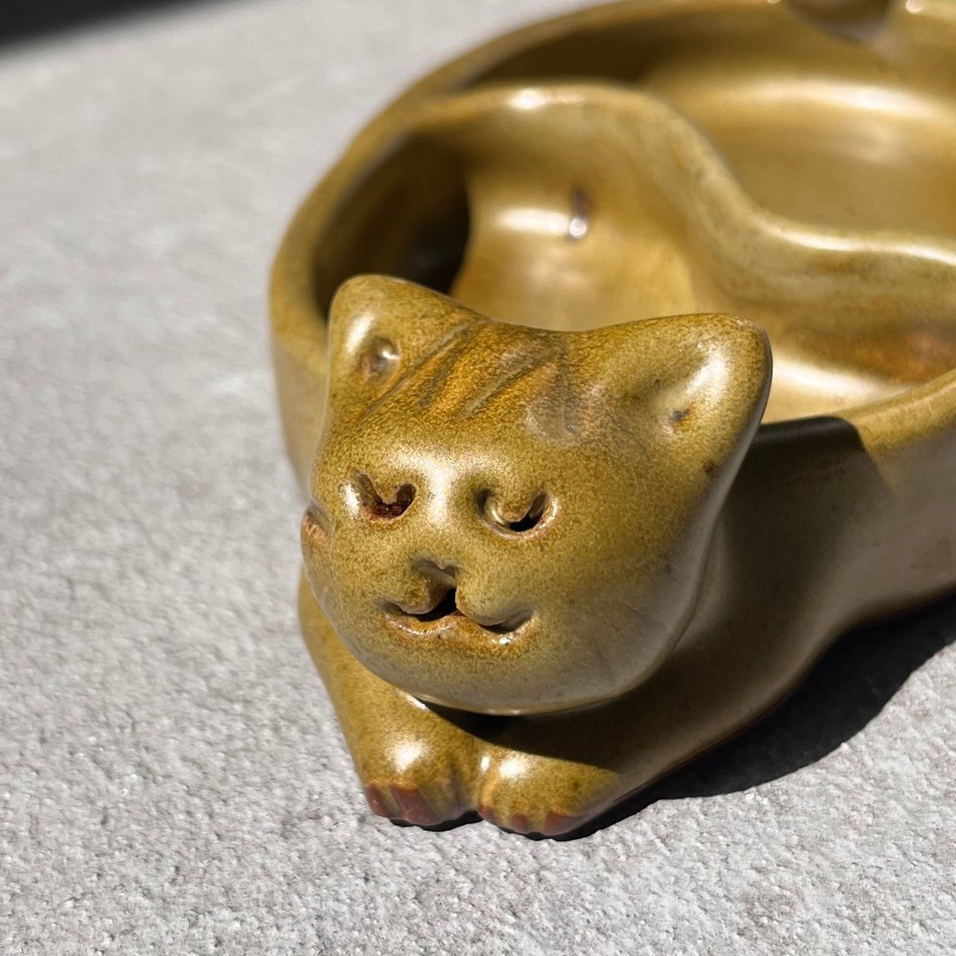 抹茶猫猫 / 双拼陶盘 - 盘子/餐盘/盘架 - 陶 绿色