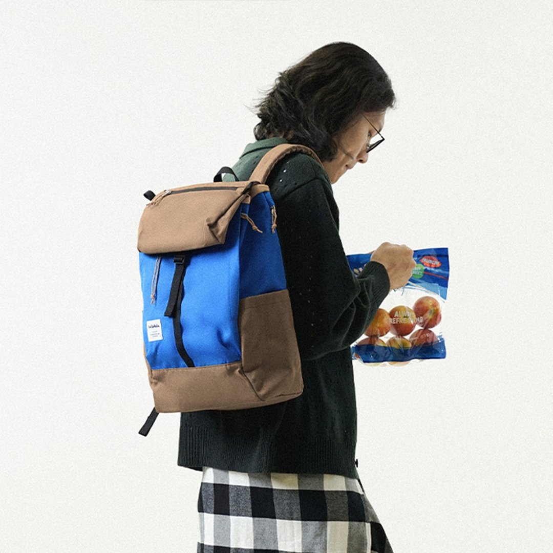 【新色】多功能翻盖背包 SARO (彩蓝色/牛津棕) - 大容量双肩包 - 后背包/双肩包 - 聚酯纤维 多色