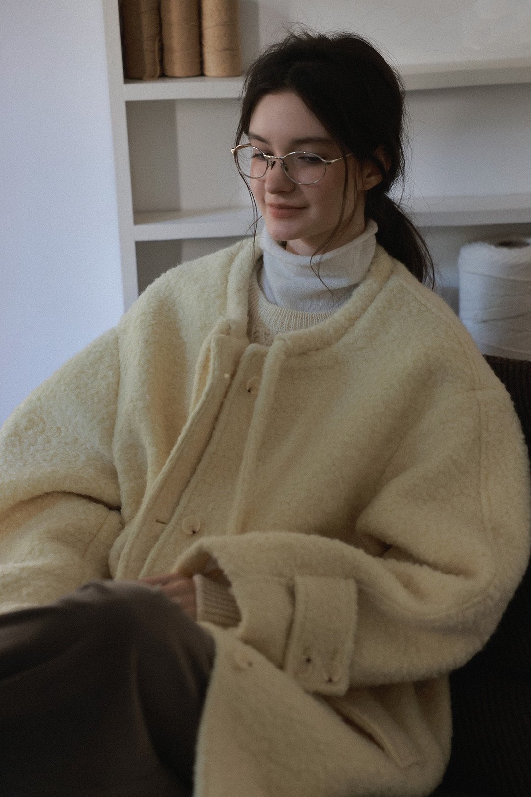 冬日限定北欧周末 圈圈羊毛包裹感 毛呢大衣外套 圣诞战衣 - 女装西装外套/风衣 - 其他材质 红色