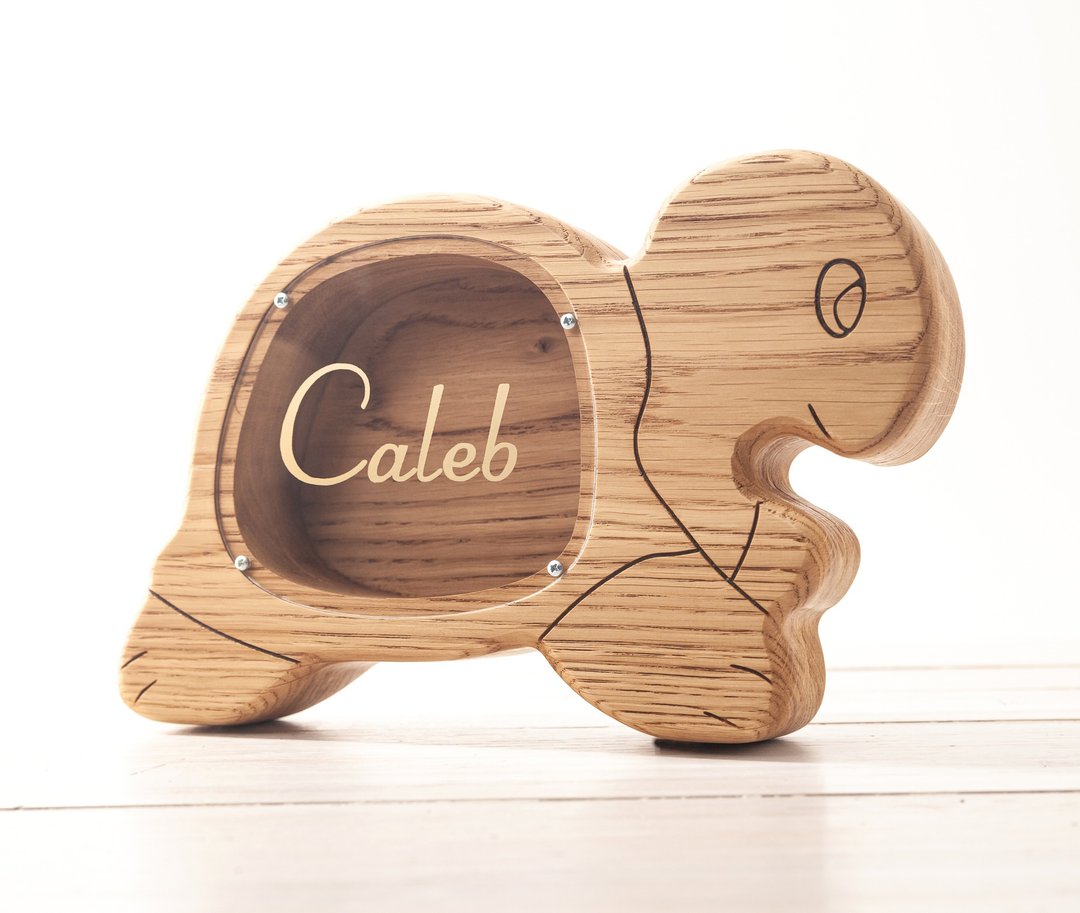 Wooden Turtle piggy bank, toys Customized gift, coin bank, animal money box - 储蓄罐 - 木头 