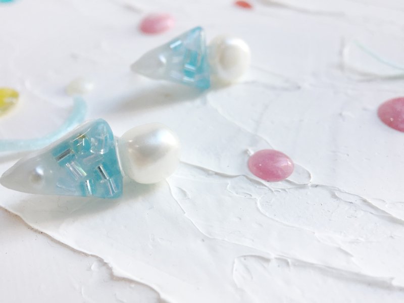 pumpkin小姐的下午茶系列-蓝莓冰沙 耳饰\耳钉 - 耳环/耳夹 - 树脂 