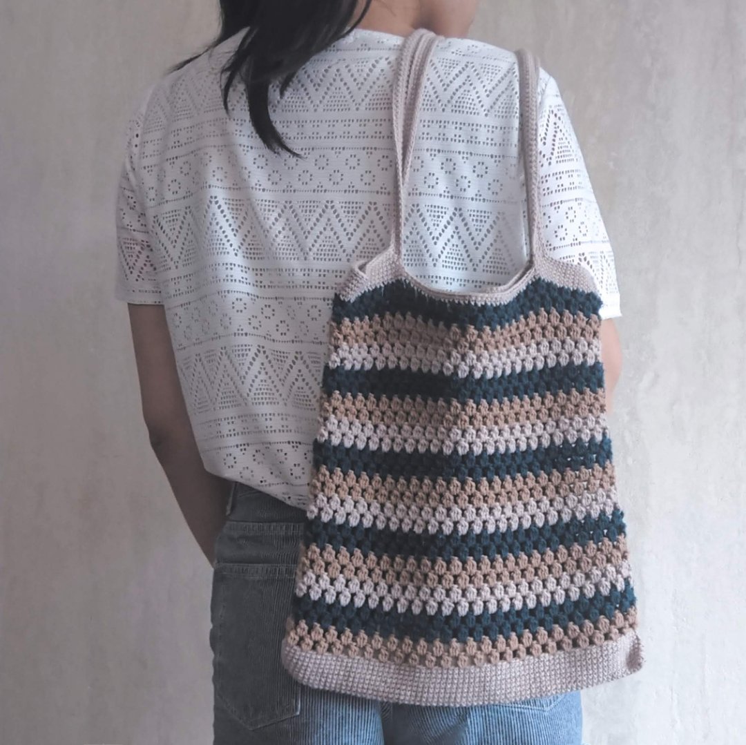 ::香港制造::手勾间色Totebag - 手提包/手提袋 - 其他材质 卡其色