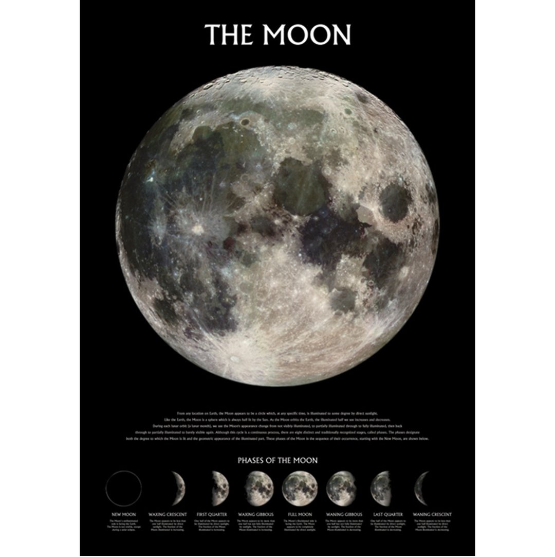 The Moon 月相盈亏 英国进口科学教育海报 月球 月亮 - 海报/装饰画/版画 - 其他材质 黑色