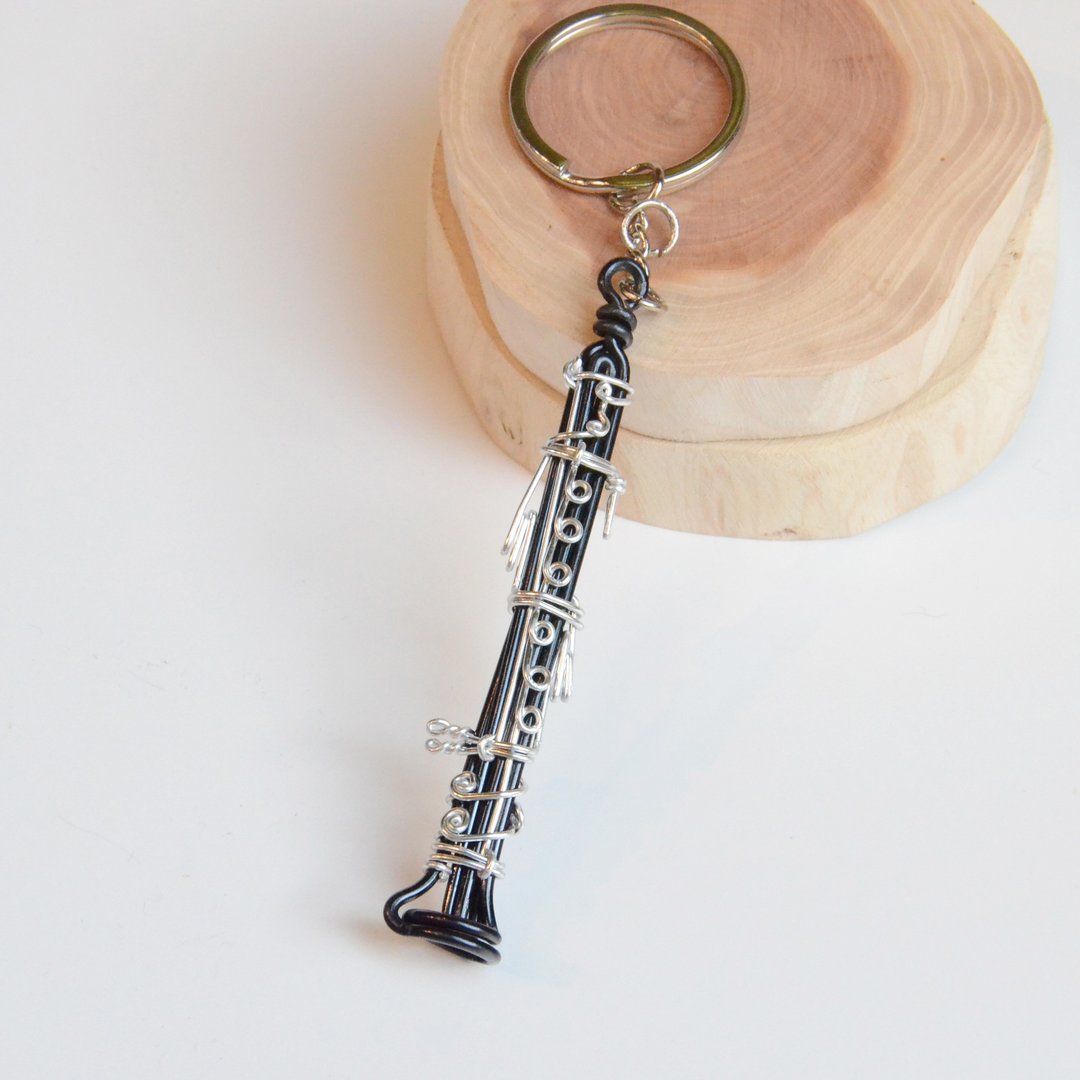 手作铝线职人 Clarinet 铝线乐器 竖笛 黑管 单簧管 交换礼物 耶诞 - 钥匙链/钥匙包 - 铝合金 