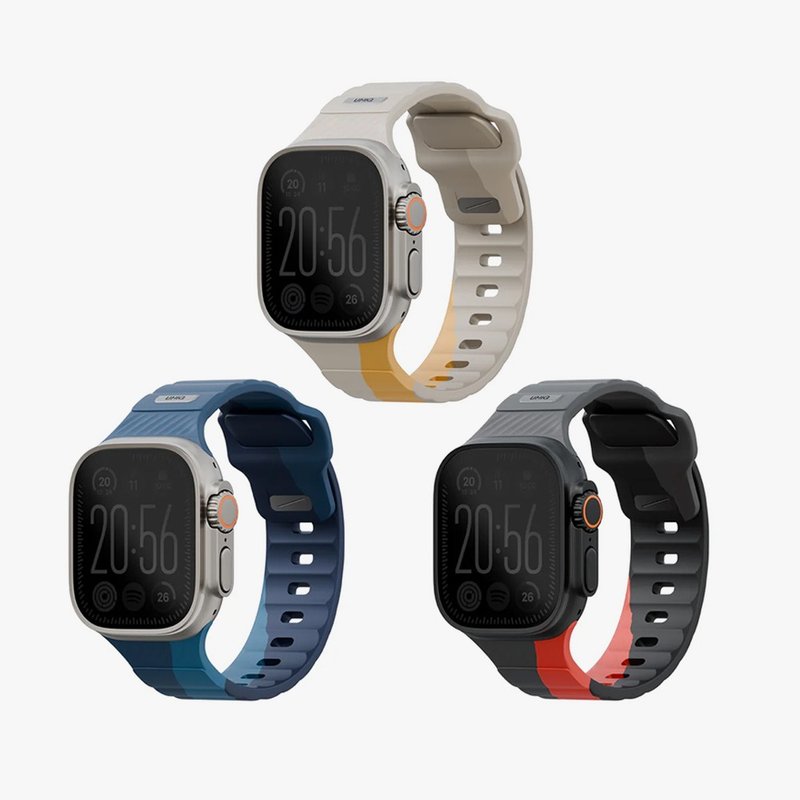Apple Watch 49/46/45/44mm Stride DE防水氟橡胶不锈钢表带 3色 - 表带 - 硅胶 多色