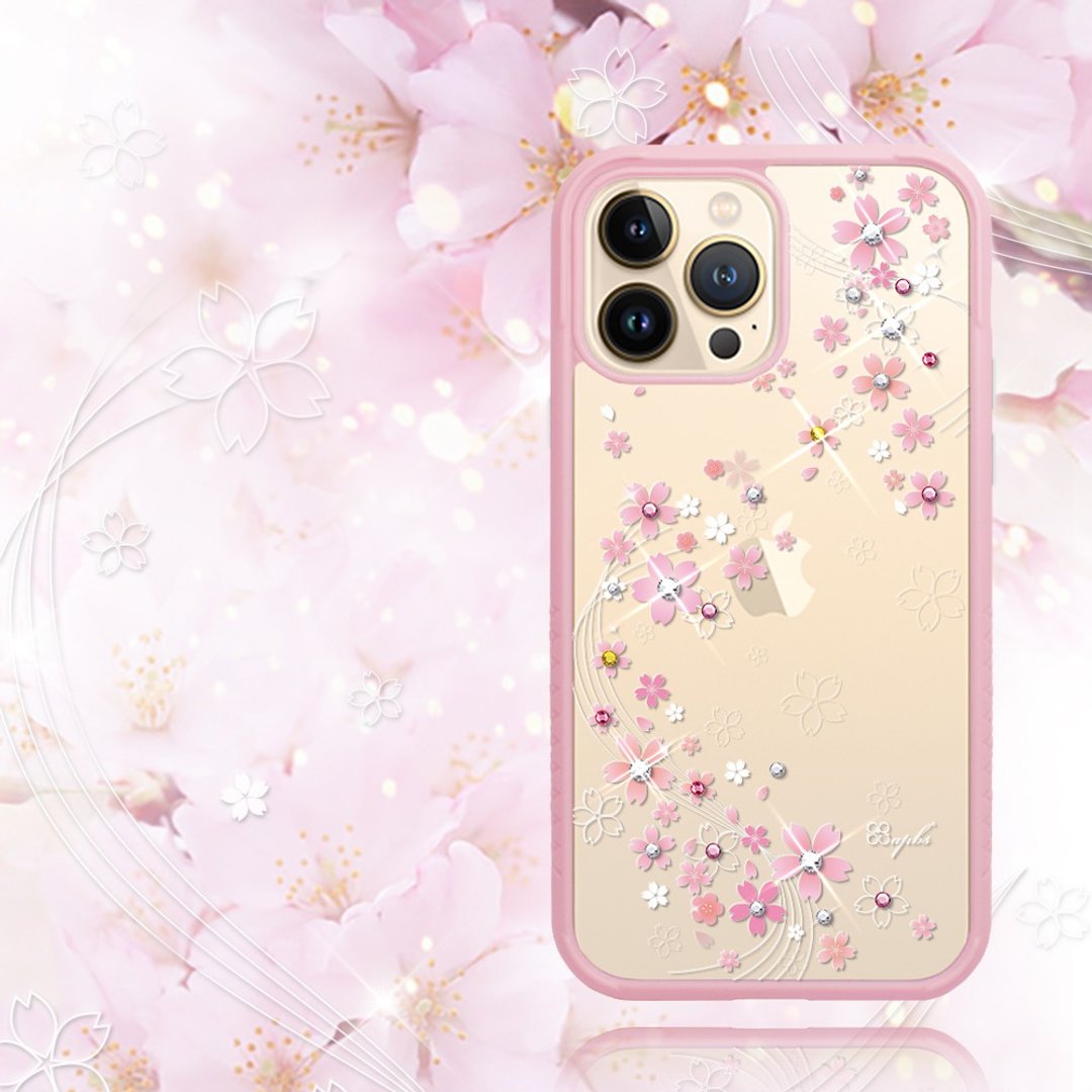 imos联名款 iPhone 13全系列 军规防摔水晶彩钻手机壳-天籁之樱 - 手机壳/手机套 - 其他材质 多色