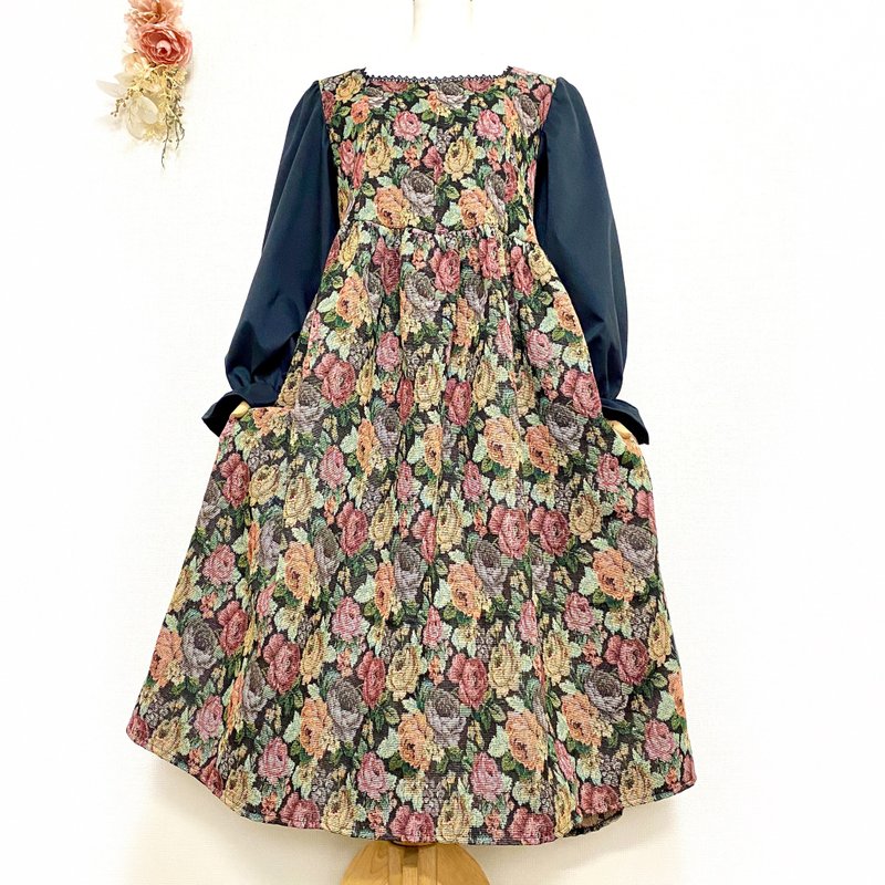 古典玫瑰 织锦连身裙 - 洋装/连衣裙 - 聚酯纤维 黑色