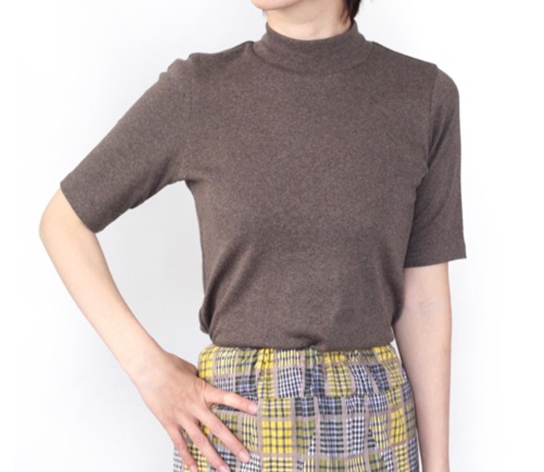 Organic cotton made in Japan Adult high neck 4/4 sleeve T-shirt with attention to shape [Available in sizes and colors] - 女装上衣 - 棉 