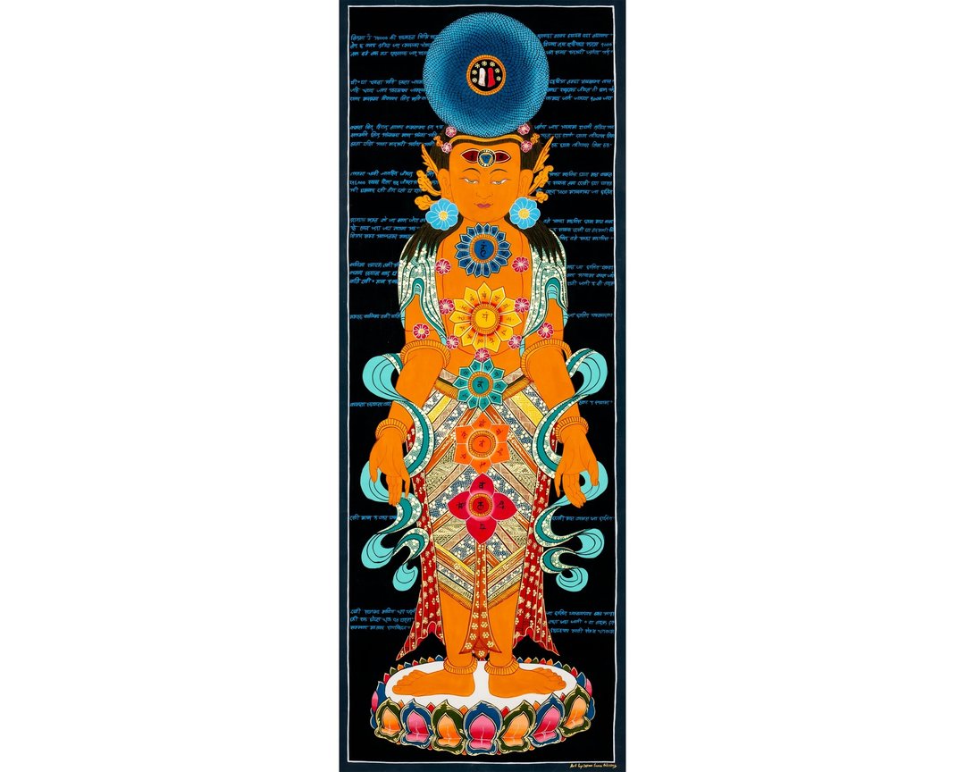 优雅七脉轮唐卡 – 传统藏传艺术用于脉轮对齐 - 墙贴/壁贴 - 其他材质 多色