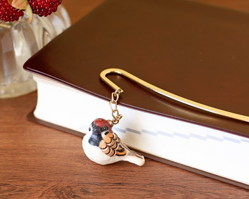和纸小物 书签 麻雀 雀 野鸟 鸟 - 书签 - 其他材质 咖啡色