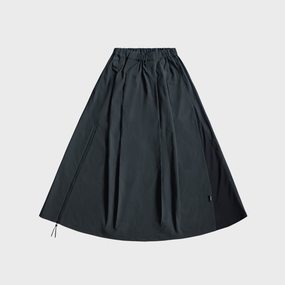 DYCTEAM - RAYON Nylon 微皱肌理纹机能_打折松紧长裙 - 裙子 - 其他材质 灰色