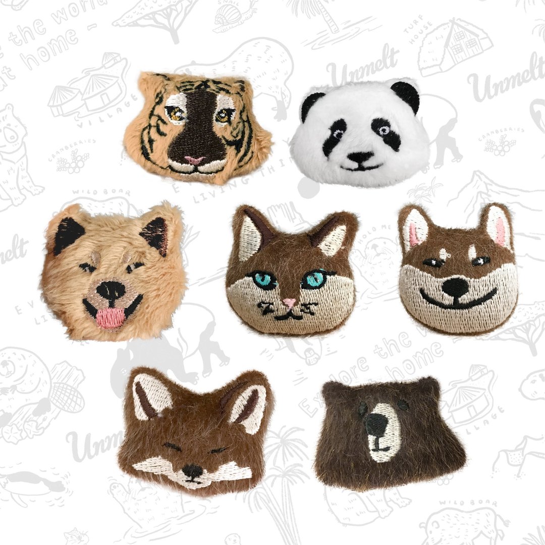Tiger pin / Cat pin / Shiba pin / Fox pin / Panda pin / Brown bear pin - 编织/刺绣/羊毛毡/裁缝 - 聚酯纤维 卡其色