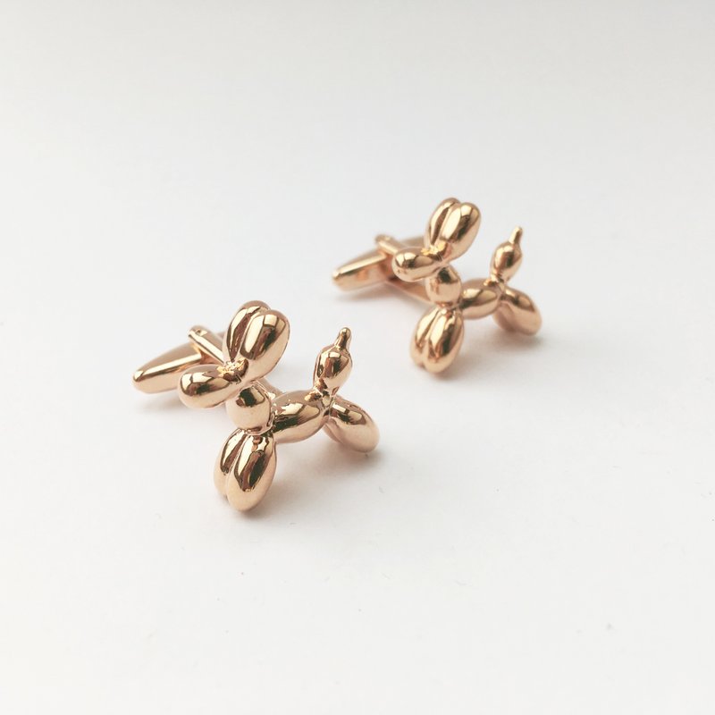 金属吹气气球狗 袖扣 金色 - 袖扣 - 其他金属 金色