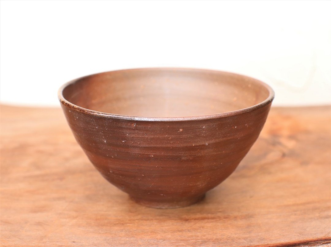 Bizen ware rice bowl (large) m1-068 - 碗 - 陶 咖啡色