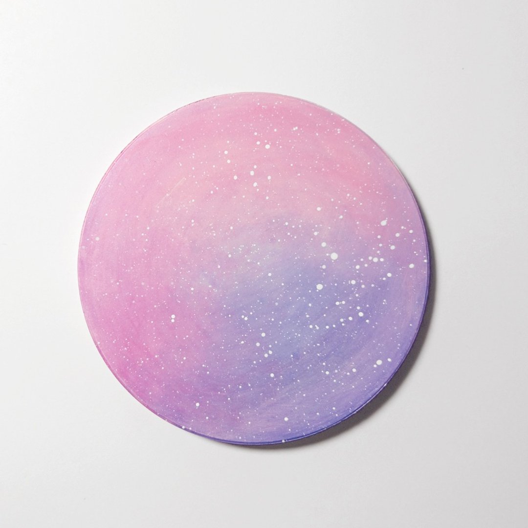 星空手绘杯垫 / 粉红+粉紫色 - 杯垫 - 陶 粉红色