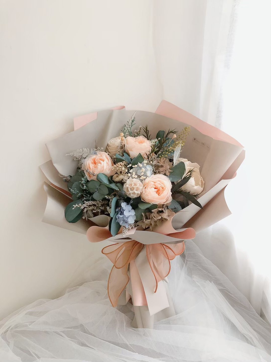 永生花 干燥花 永生玫瑰花 康乃馨花束 纪念日礼物 求婚花束 告白 - 干燥花/捧花 - 植物．花 橘色