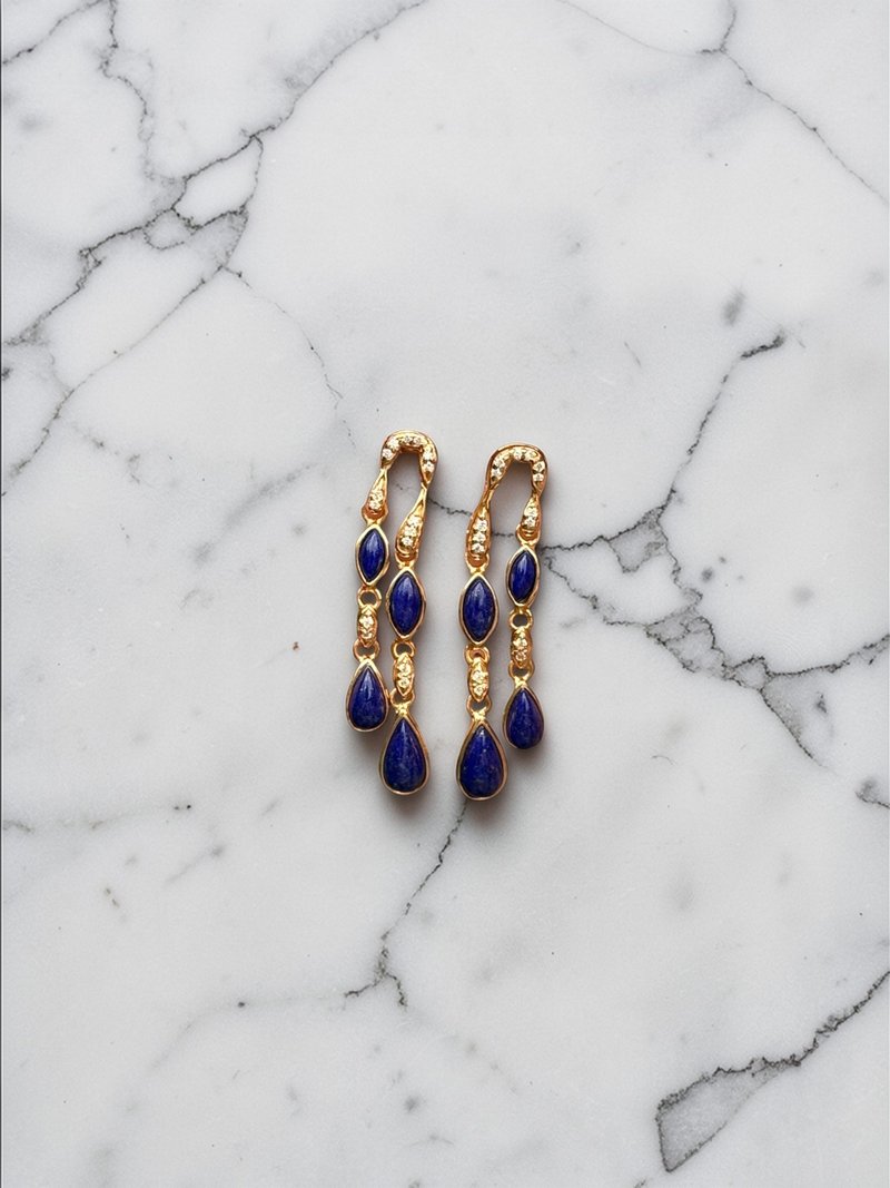 流光之序 - 深海 - 耳环/耳夹 - 银 