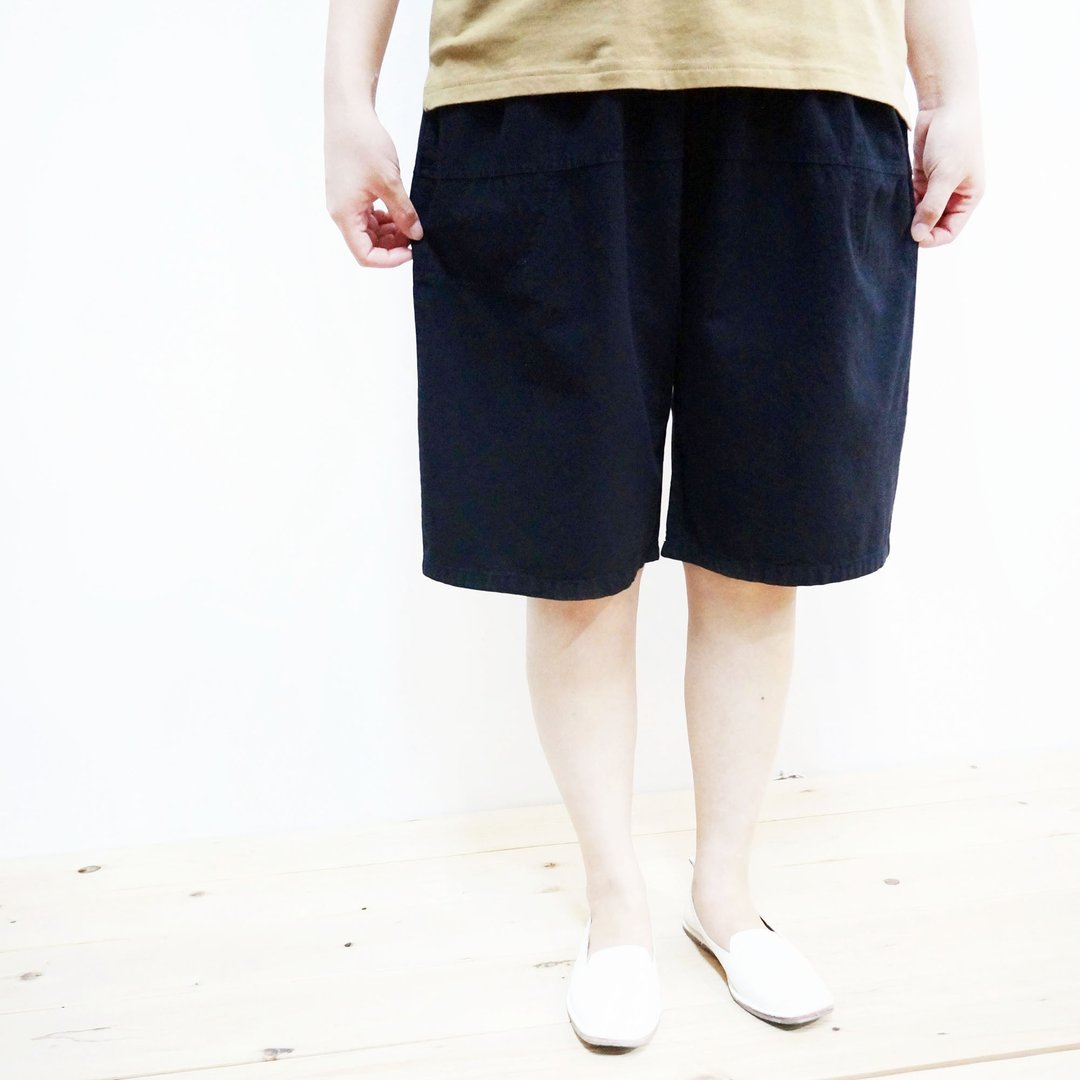 【柒伍八〇 x MIT】纯棉宽管五分裤(黑色)(男女通穿) - 女装长裤 - 棉 黑色