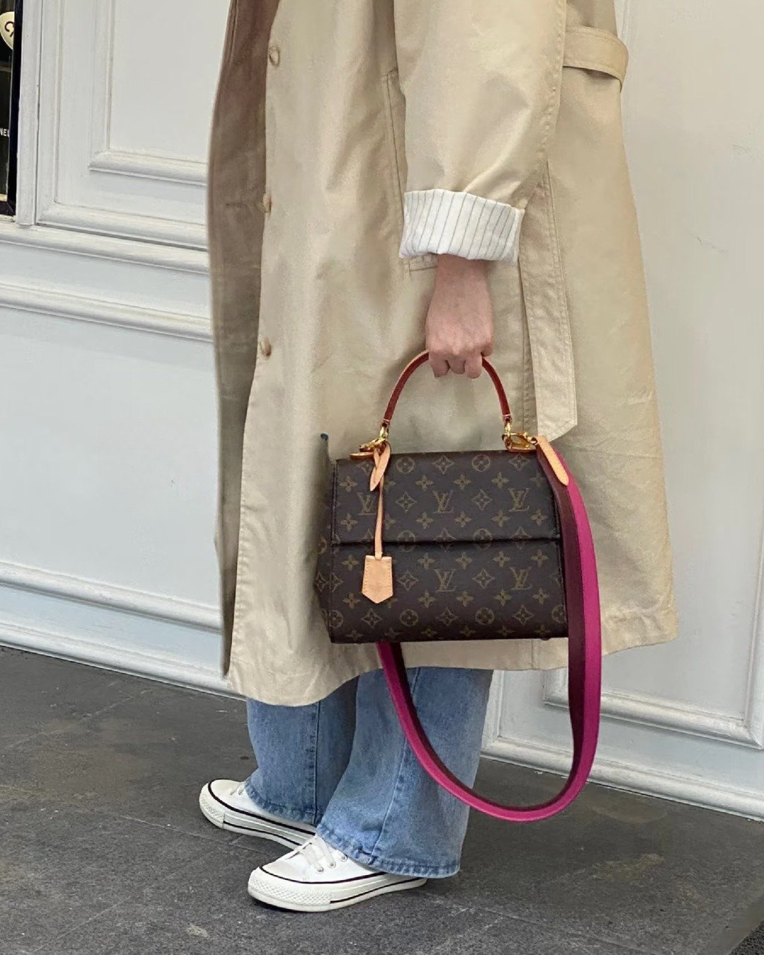 Louis Vuitton Cluny BB 莓果粉肩背手提两用包 Monogram经典老花 - 侧背包/斜挎包 - 真皮 咖啡色