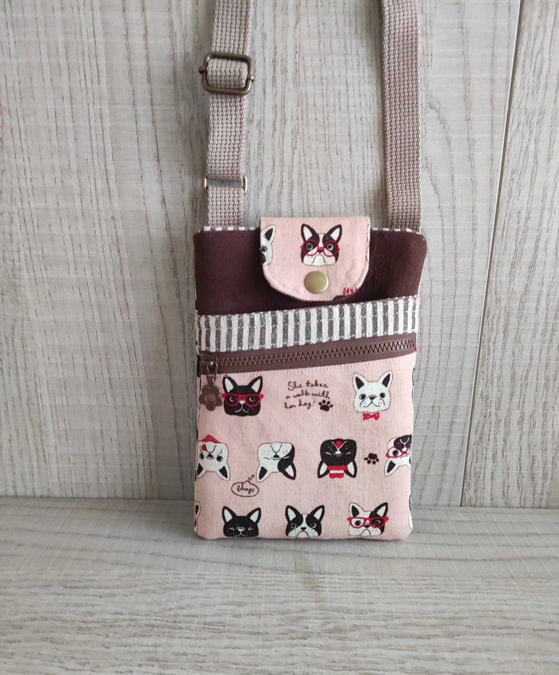 多用途手机袋--法国斗牛犬图案布 - 侧背包/斜挎包 - 棉．麻 