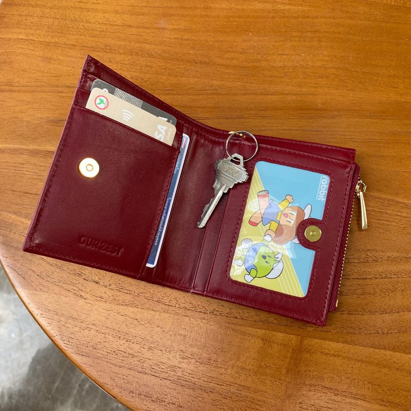 短夾包 真皮皮夾 Minimalist Slim Leather wallet - Red - 皮夹/钱包 - 真皮 红色