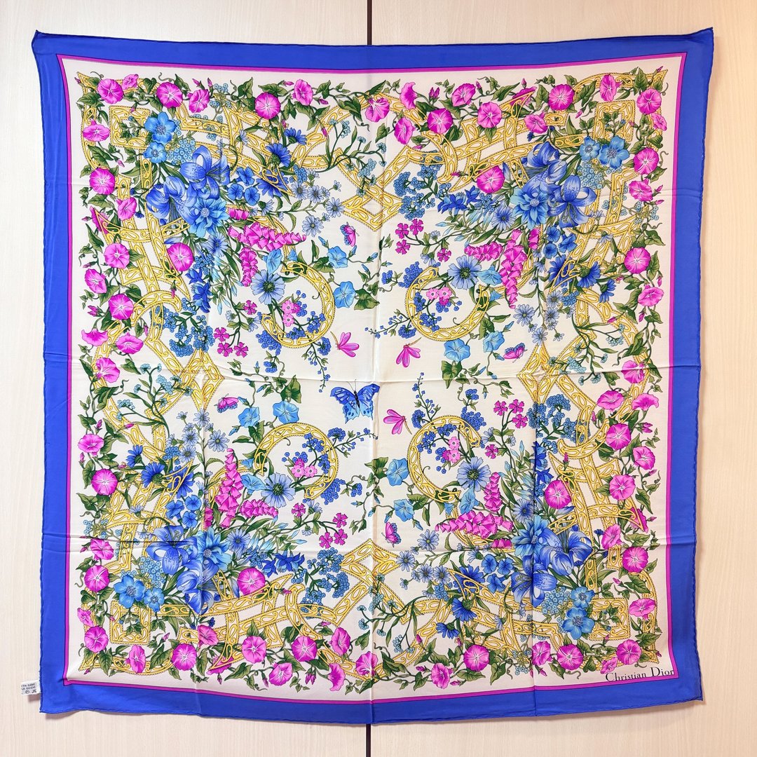 【日本中古】Vintage Dior Floral Garden 大丝巾 原装盒附 - 丝巾 - 棉 多色
