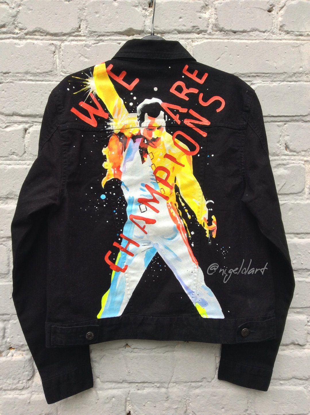 手绘丹宁外套 手工订制外套 Freddie Mercury 摇滚乐团 Queen 礼物 - 女装休闲/机能外套 - 棉 多色