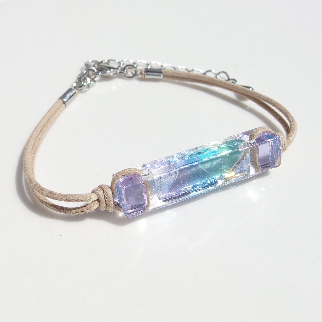 Cocktail glass (Kakuteru [Lavender]) Bracelet / Anklet [Length, metal free choice] [Made to order] - 手链/手环 - 玻璃 紫色