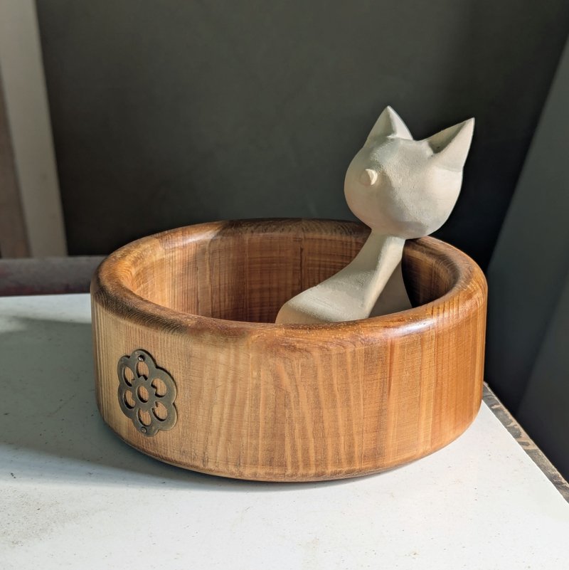 开运猫咪聚宝盆 - 摆饰 - 木头 卡其色