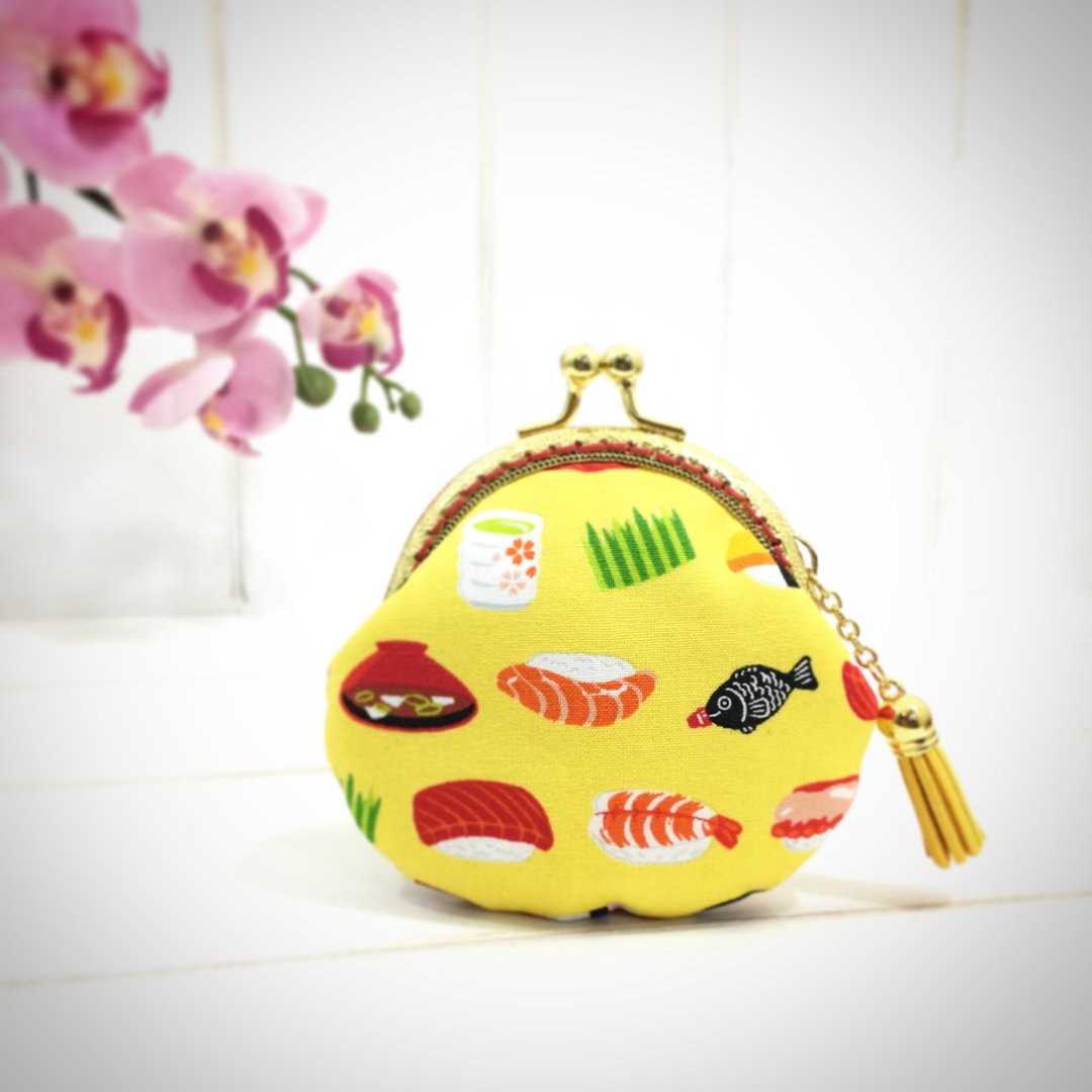 | •R• | 口金包の魅力 | 就是爱寿司口金包 | 8.5cm - 零钱包 - 棉．麻 
