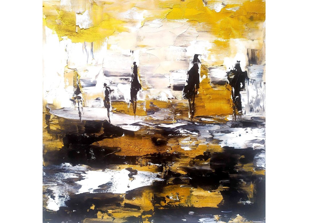 Original Abstract Painting 3D Texture Art GOLD Texture Art Abstract on panel - 墙贴/壁贴 - 其他材质 金色