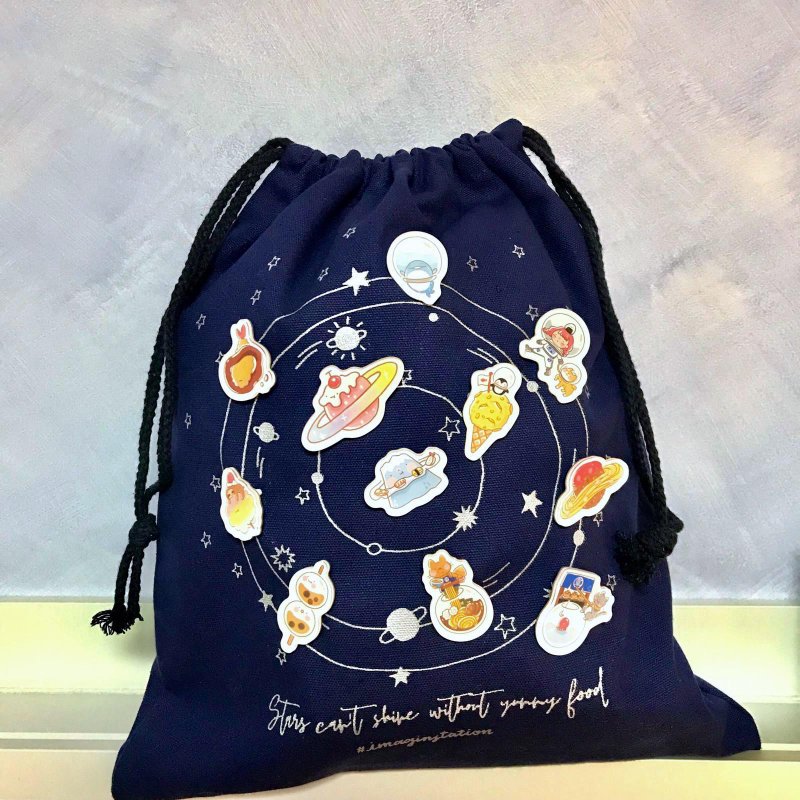 吃货星球 I 袋 I - 手提包/手提袋 - 棉．麻 蓝色