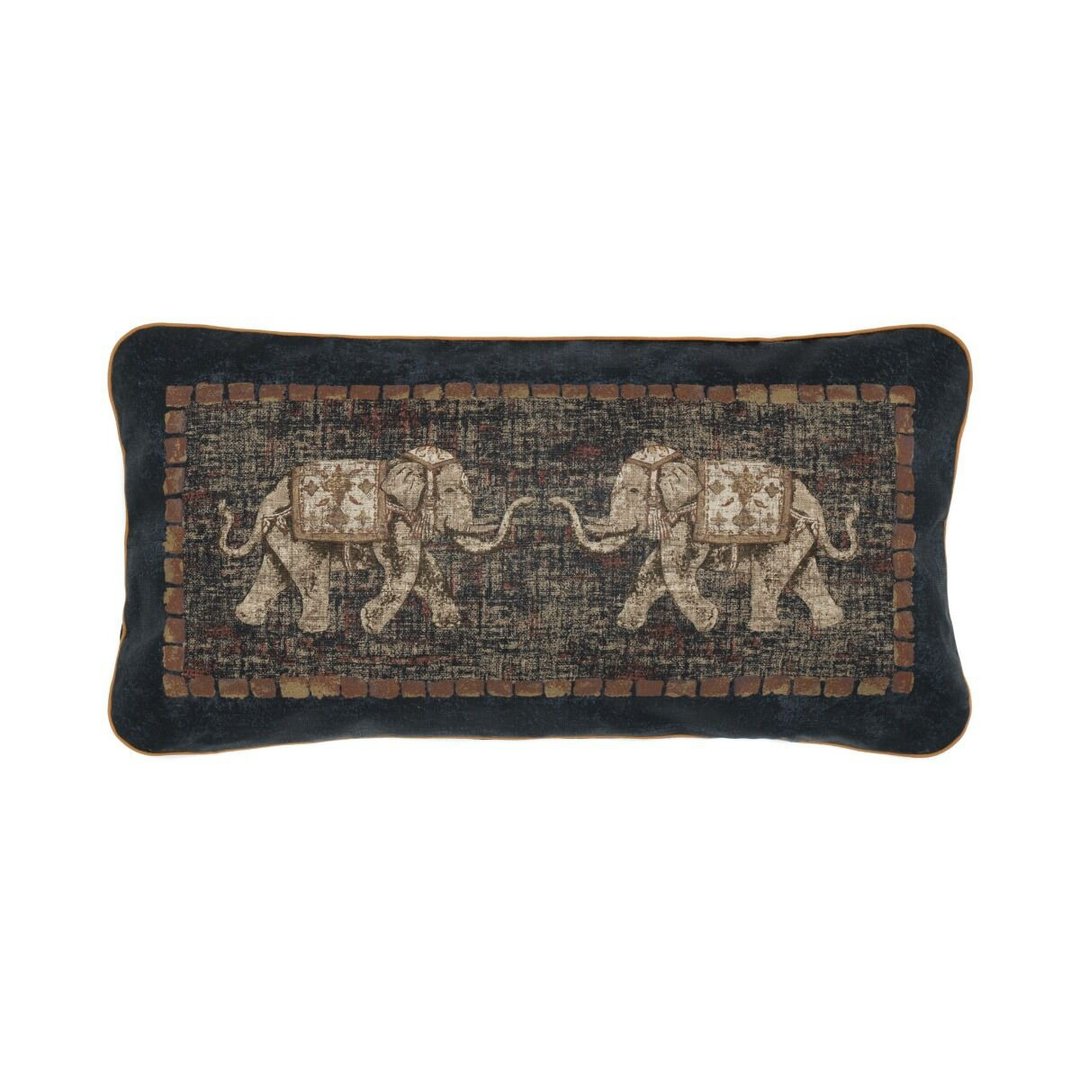 泰国抱枕/靠枕 Traditional Elephant Linen - 枕头/抱枕 - 亚麻 黑色