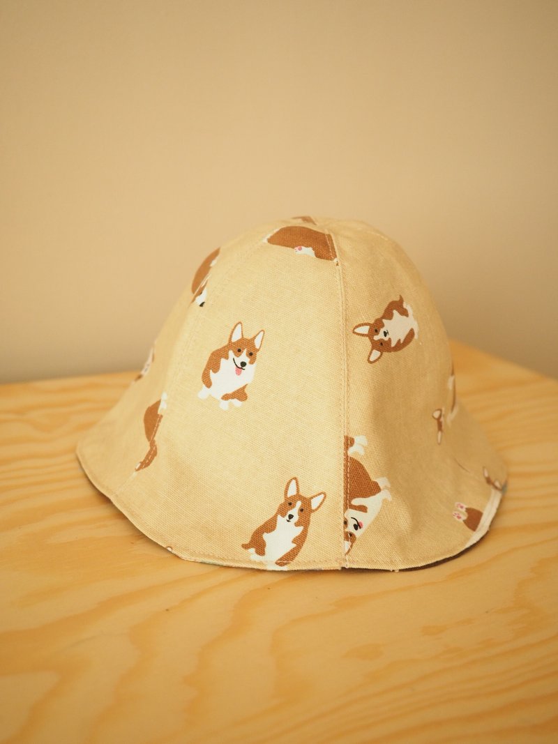 手作双面棉质浅啡色歌基犬防晒帽子 定制尺寸适合小孩成人 - 婴儿帽/发带 - 棉．麻 咖啡色