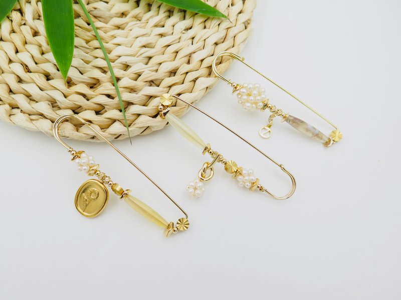 COLE COOL和风玛瑙珍珠胸针 日本风格胸针 - 胸针 - 半宝石 多色