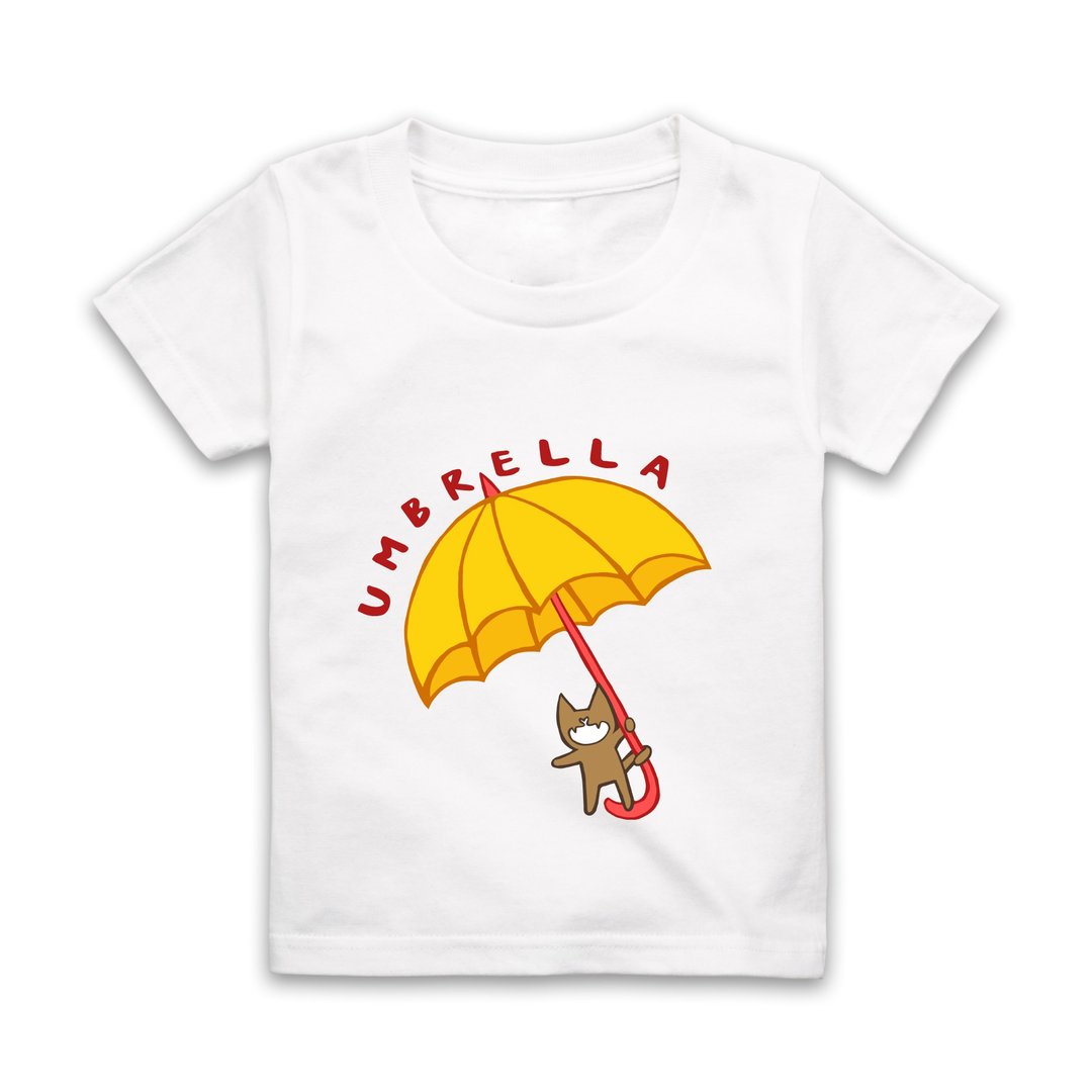字母U-UMBRELLA短袖T恤-白 - 童装上衣 - 棉 白色