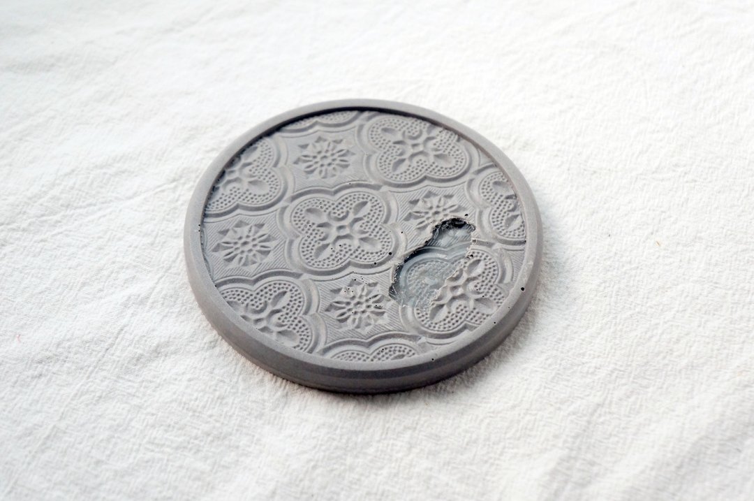海棠花玻璃水泥杯垫-2代(灰)-限量绝版品-台湾设计制造 - 杯垫 - 水泥 灰色