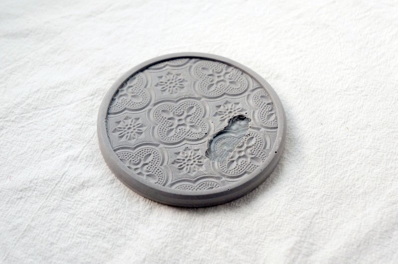 海棠花玻璃水泥杯垫-2代(灰)-限量绝版品-台湾设计制造 - 杯垫 - 水泥 灰色