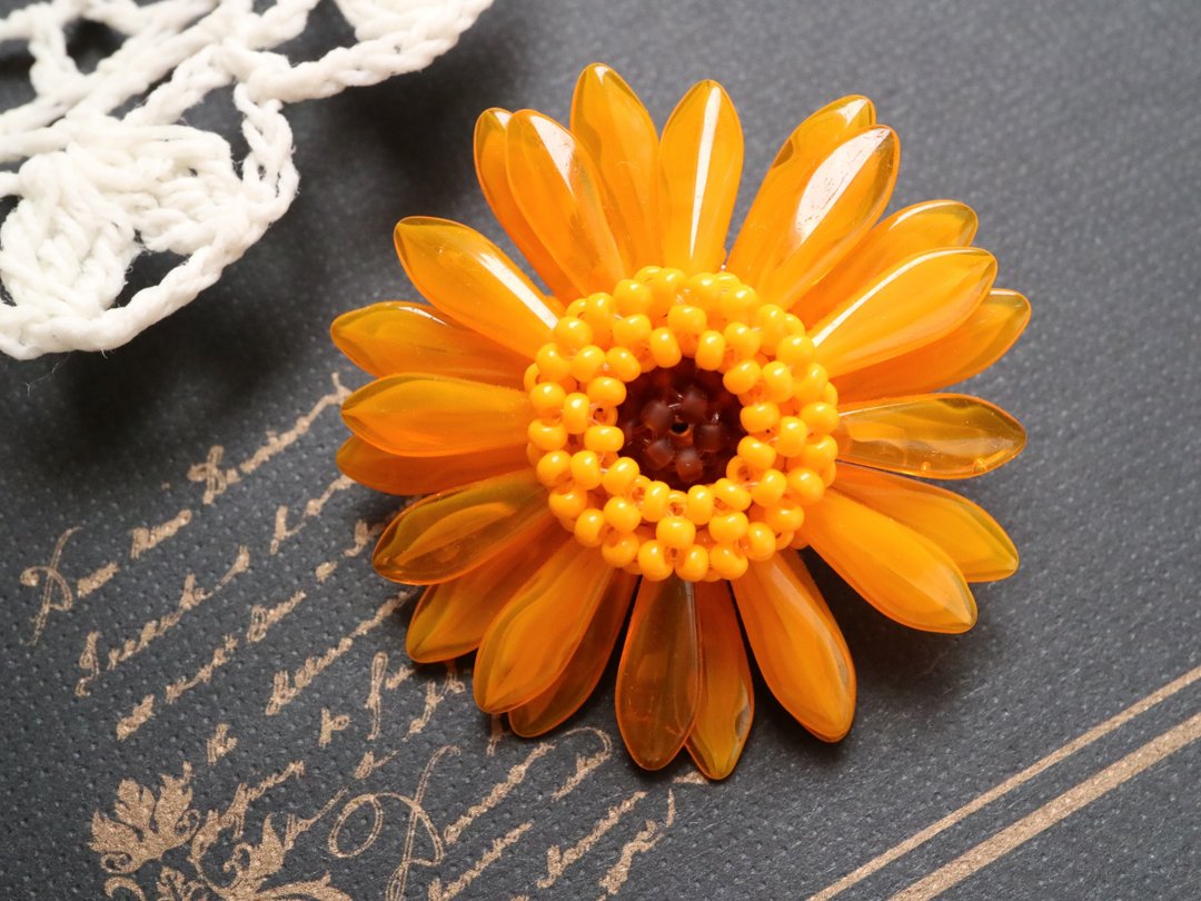 Gerbera Brooch Orange - 胸针 - 玻璃 橘色
