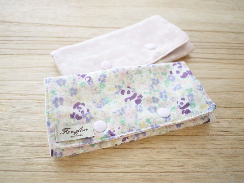 纯棉六重纱双面背巾口水巾-花花熊猫 - 围嘴/口水巾 - 棉．麻 紫色