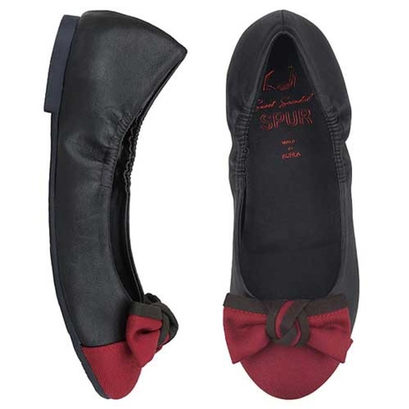 【韓國風格】SPUR 可爱扭纹蝴蝶结平底鞋 EF7067 BLACK - 女款休闲鞋 - 其他材质 