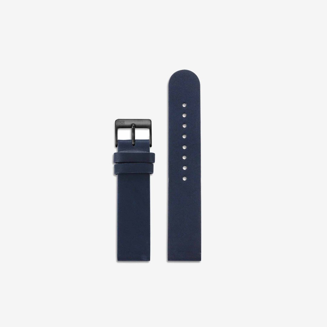 16mm 海军蓝色意大利真皮表带 | 灵活拆卸功能 | Maven Watches - 表带 - 真皮 白色