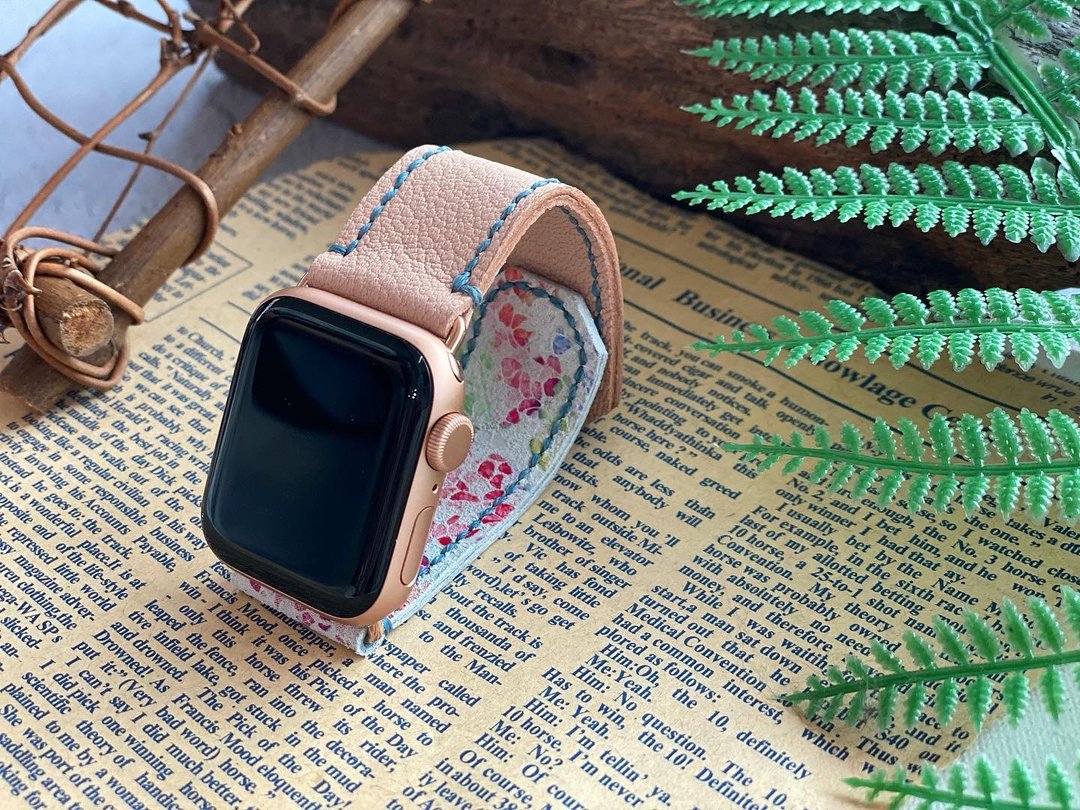 定制化礼物 全手缝 单圈Apple Watch 皮革表带 单色或拼色 - 表带 - 真皮 多色