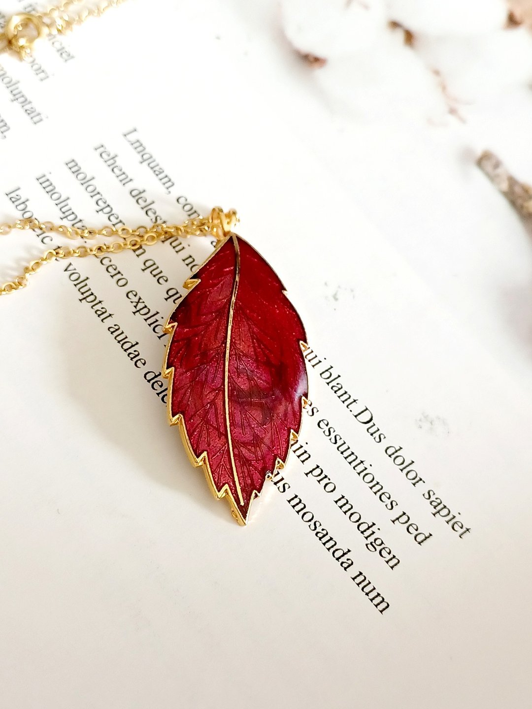 vintage jewelry 典雅景泰蓝项链  红叶 - 项链 - 其他金属 