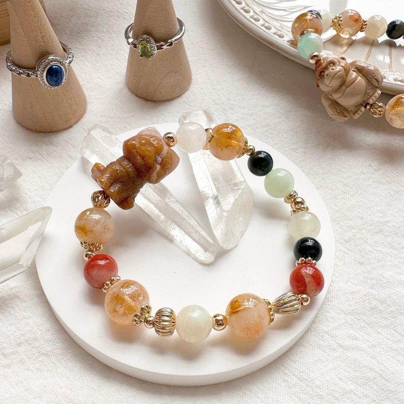 江湖小柴 我的硬派浪漫 柴犬手链 阿拉善 虎眼石 彩纹石 红玛瑙 - 手链/手环 - 半宝石 咖啡色