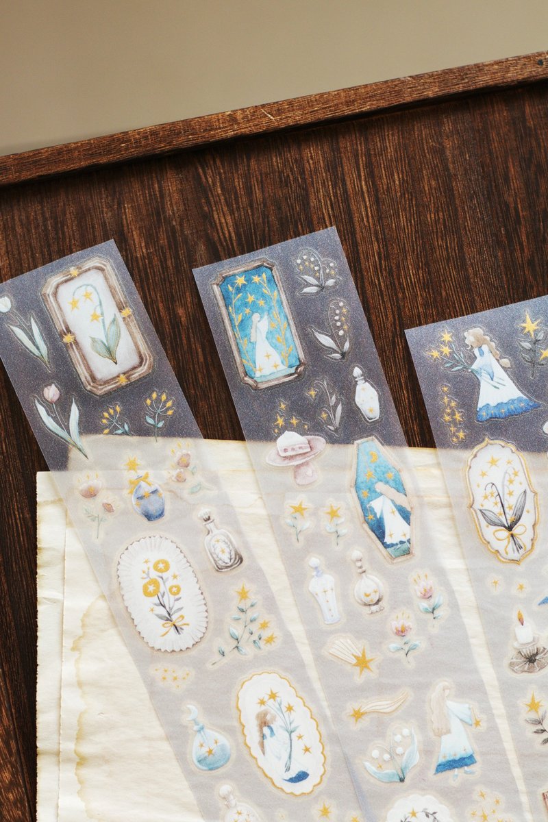 森林女巫采光 5cm*6m 烫金星光膜割型胶带 - 纸胶带 - 塑料 绿色