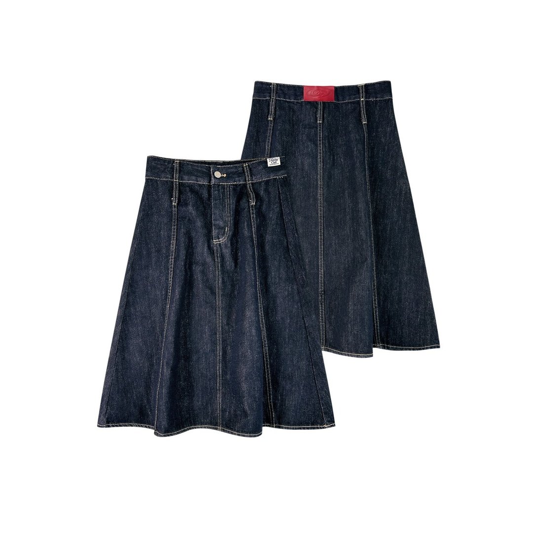 DADDYCLUB | Ethan Jeans Midi Skirt 甜美丹宁及膝裙 - 裙子 - 其他材质 
